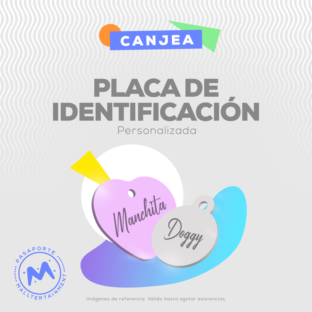 Canjea 300 mallpoints y obtén una placa de identificación personalizada.