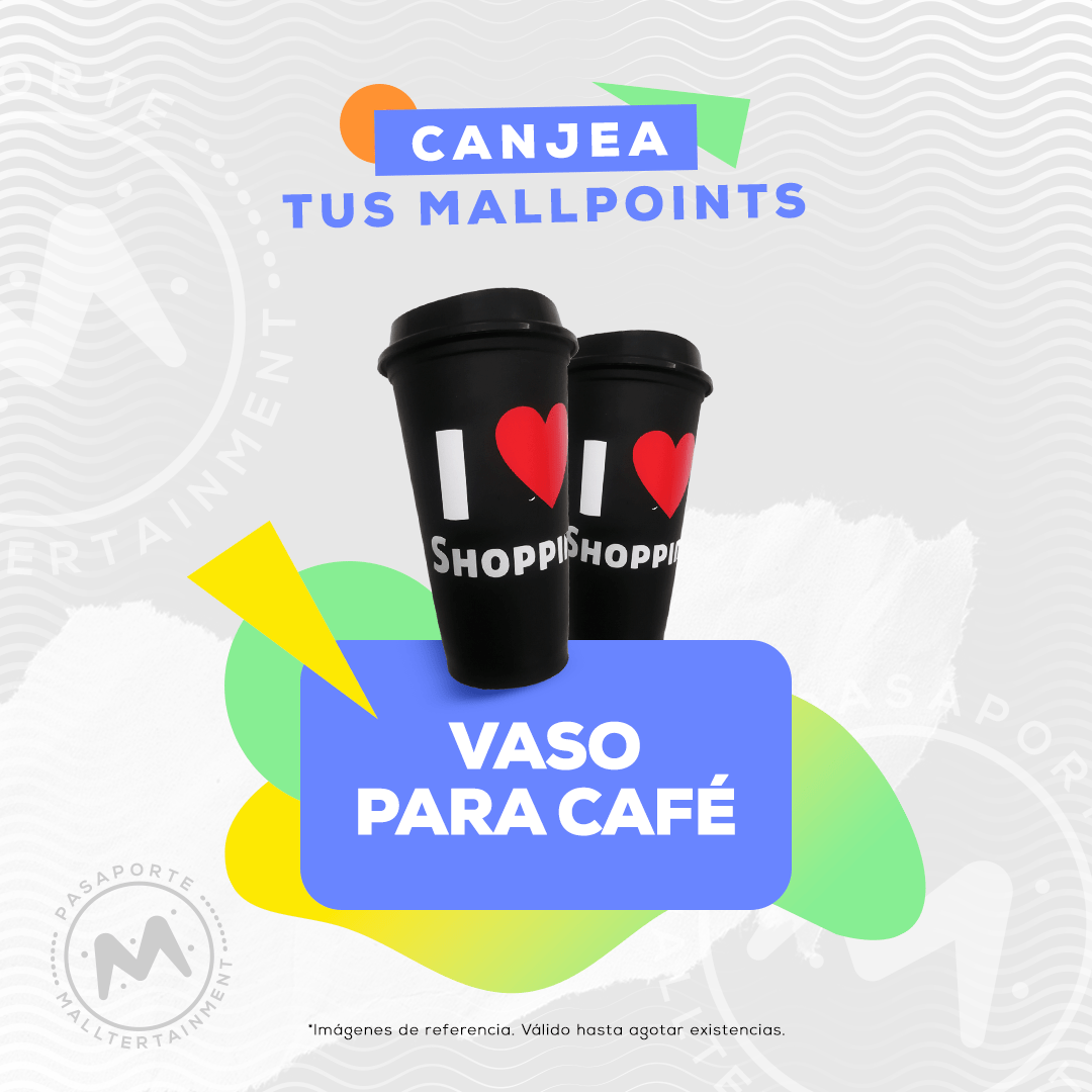 Vaso para café de plástico I love shopping.